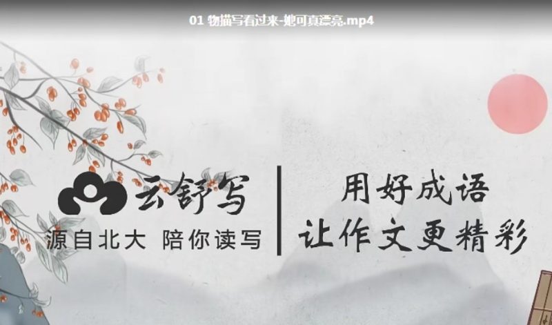 云舒写 小学高分作文必会成语课MP4视频 60集完结 学成语练写作 百度网盘下载-儿童教育网