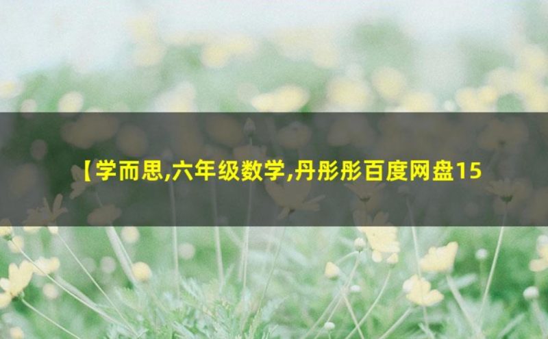 丹彤彤 六年级数学 秋季目标S+班 百度网盘下载-儿童教育网